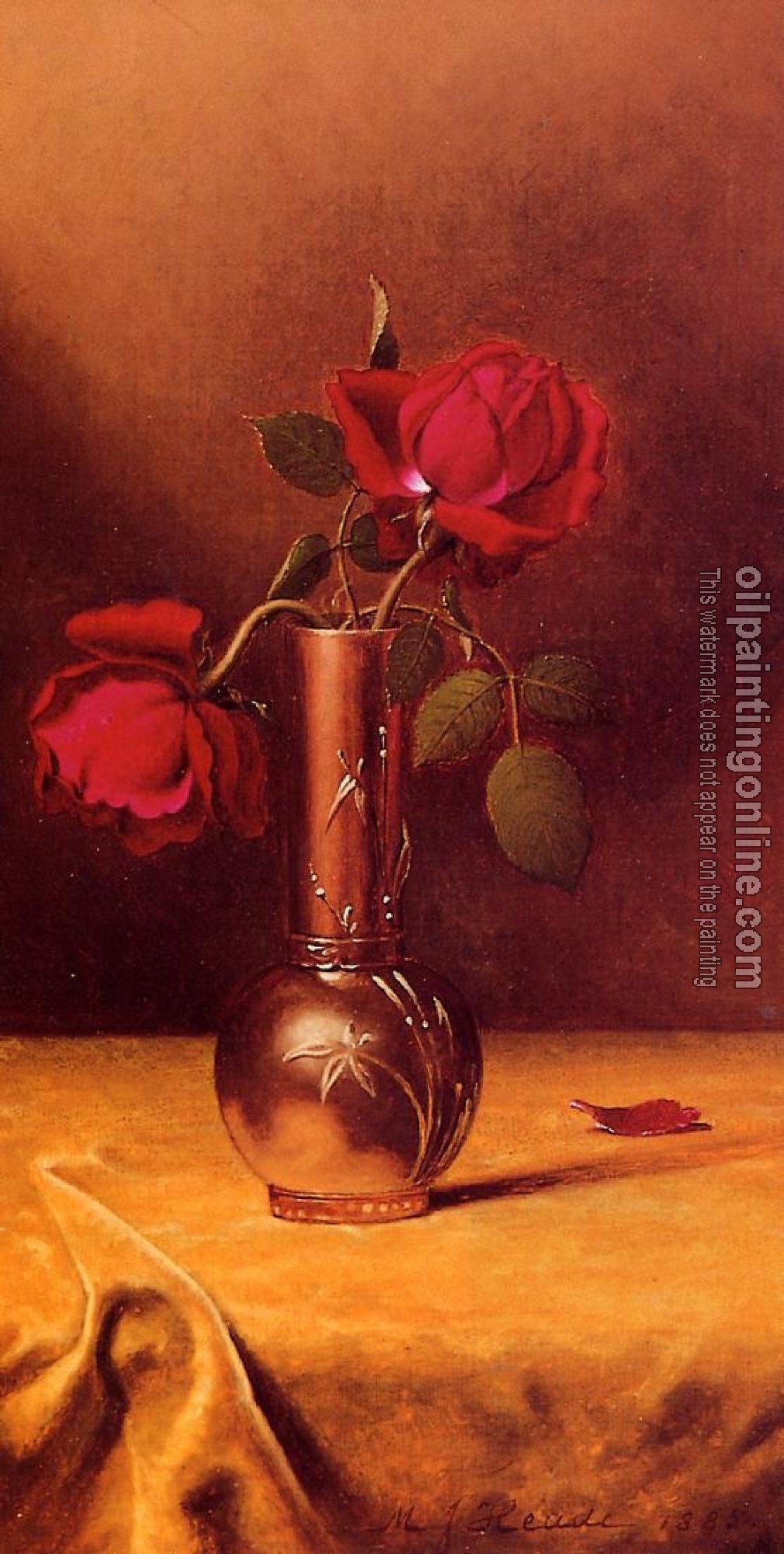 Heade, Martin Johnson - Two Red Roses in a Bronze Vase